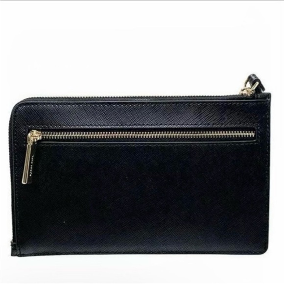 New Kate Spade Staci Medium L-Zip Black Leather Wristlet Classic Wallet